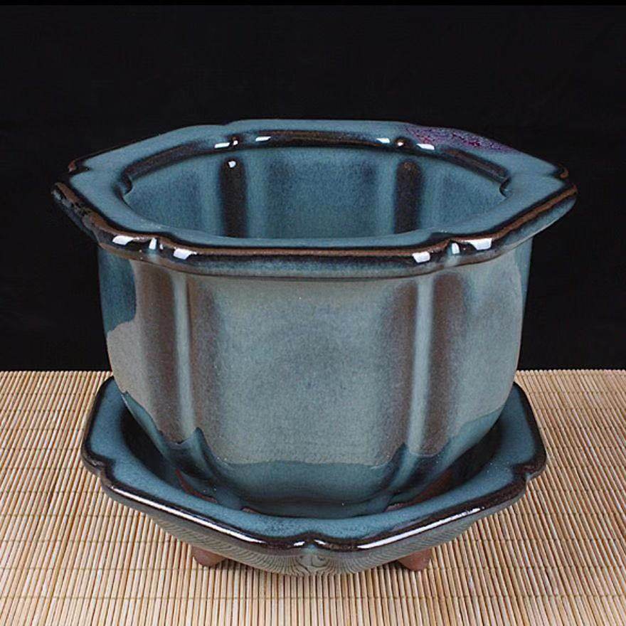 钧瓷海棠花盆 刘钏博 河南省青年陶艺家 原产地钧窑矿石釉精品