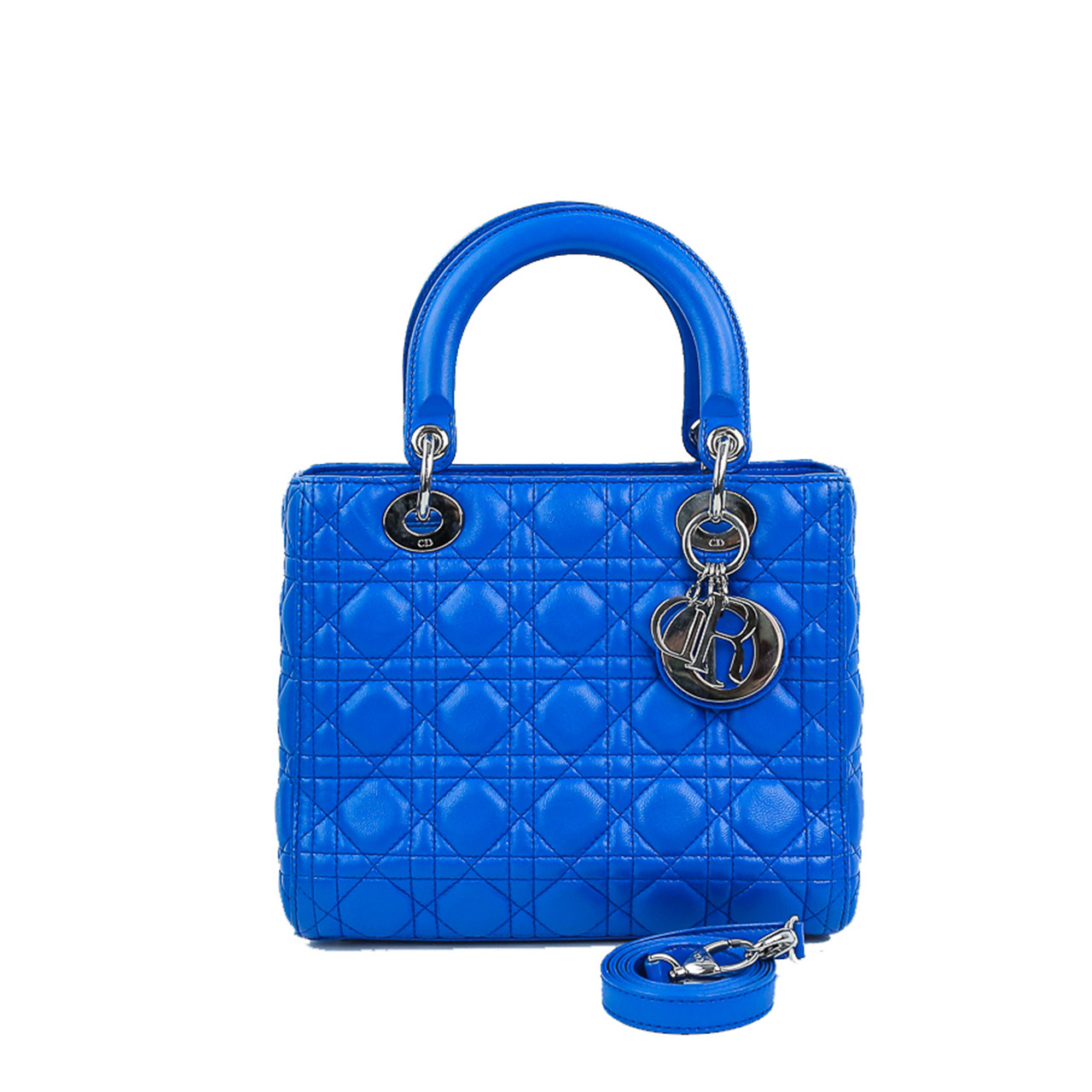 【降价】[9.5新]迪奥dior女士五格蓝色戴妃手提单肩包deb1905215