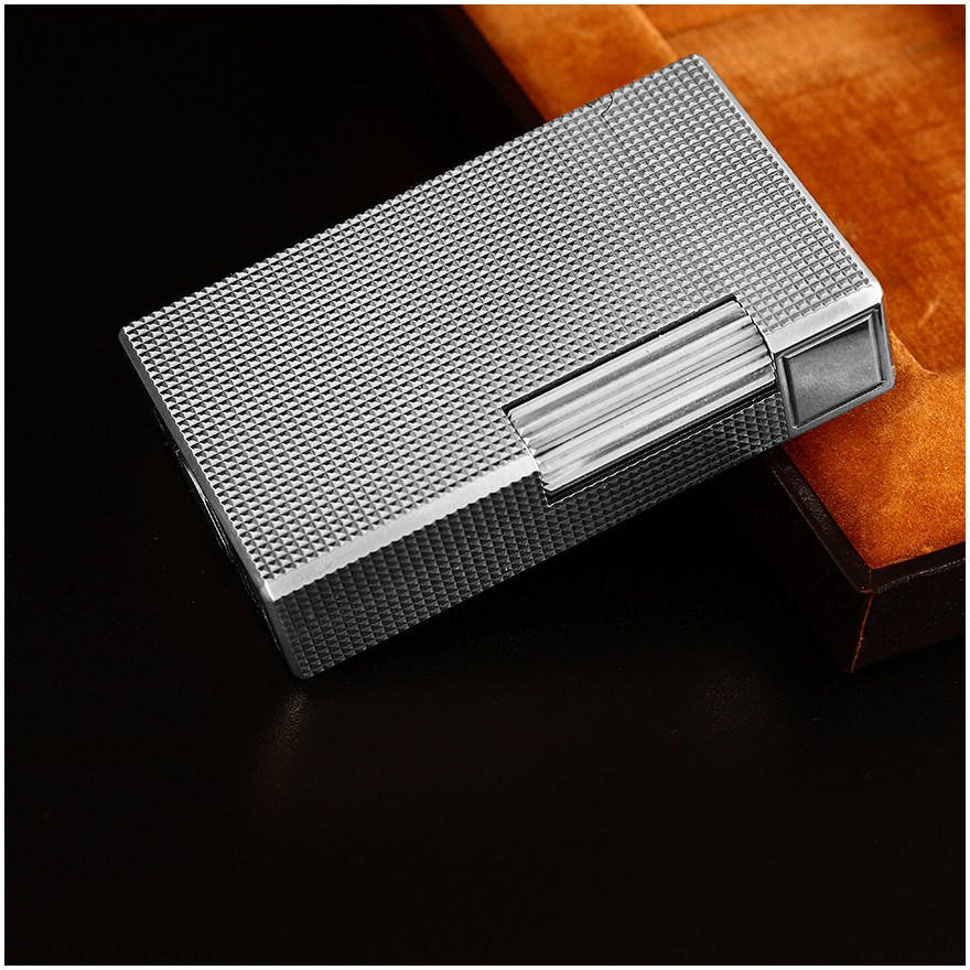 [9.5新]法国都彭大号l1系列一体铜内胆外壳镀银气体打火机