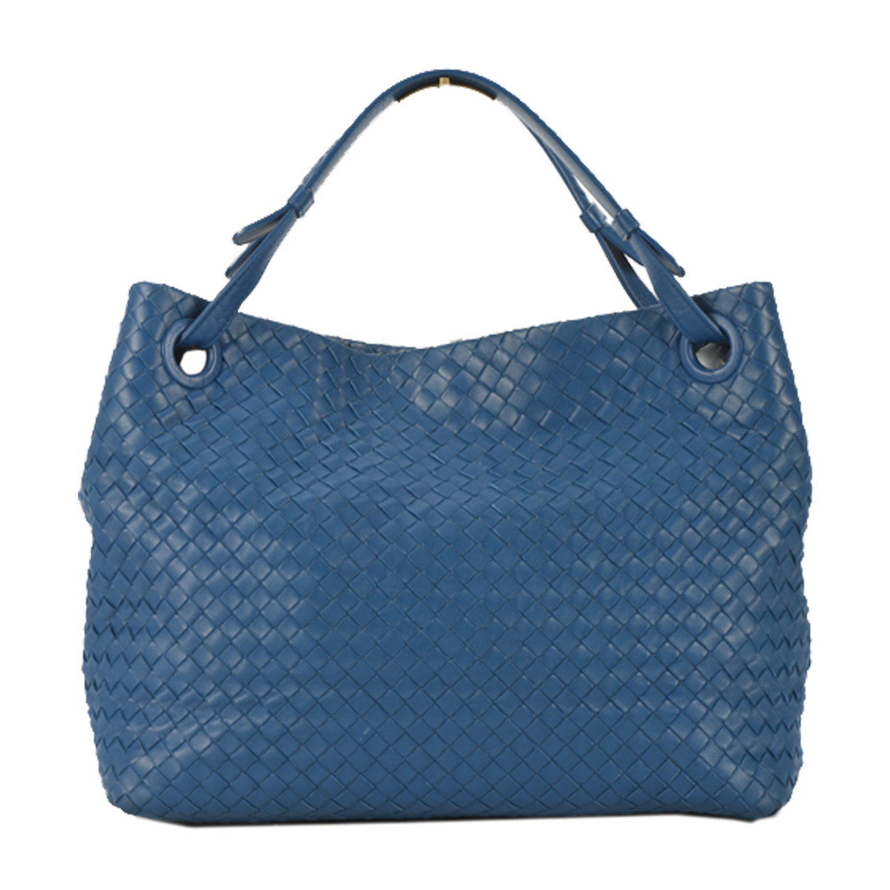 [9.5新]葆蝶家bv女士蓝色羊皮编织单肩包10016192