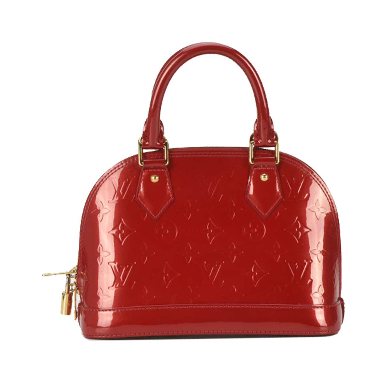 [9.5新]路易威登lv女士红色漆皮两用包alma bb市场参考价15600