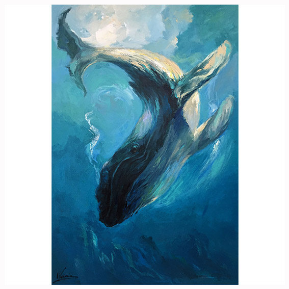 即刻拍 郑伟民 《大鱼-海棠》精品 布面油画