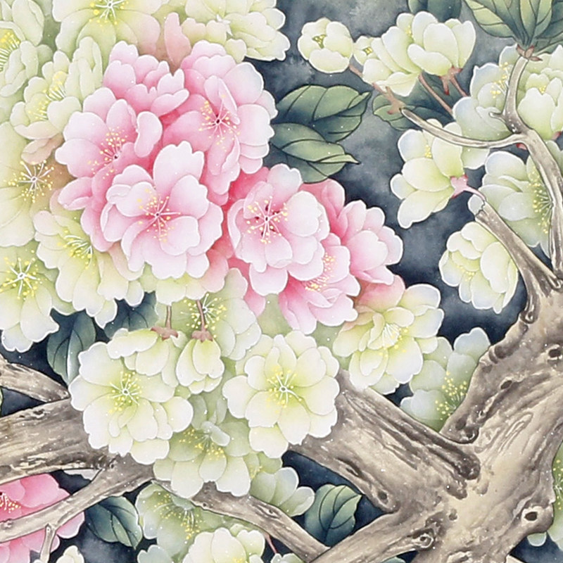 拍下立减100 王东明《繁花似锦》带合影 名家工笔手绘真迹