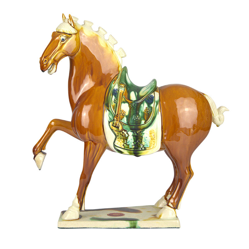 唐三彩 《 五花马 39cm 》 国家级非遗唐三彩 新年送礼摆件高