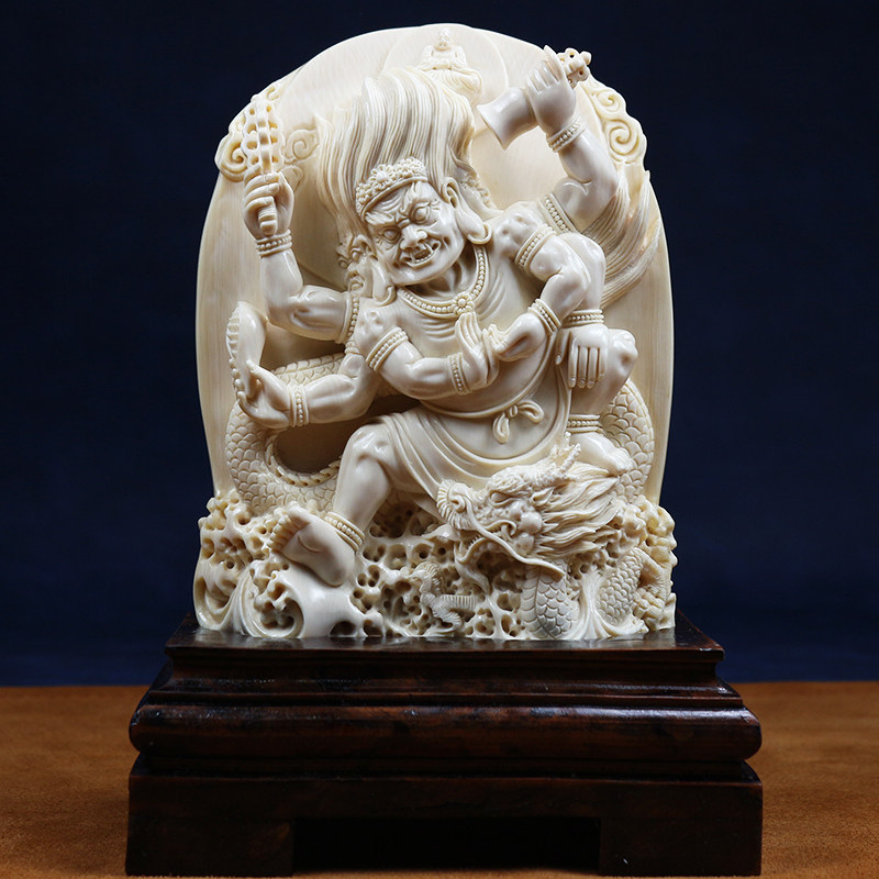 【大黑天】 猛犸牙雕 立体雕刻纯手工 猛犸象牙摆件