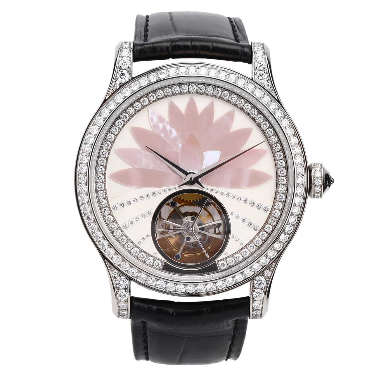 [9.5新]积家高级珠宝自动机械白金镶钻女表