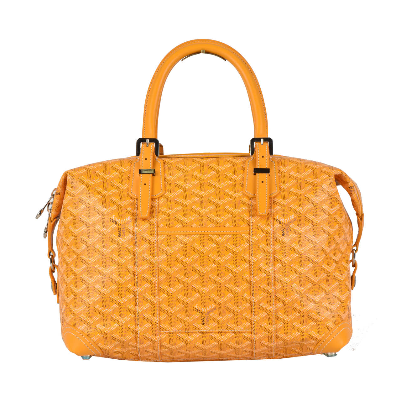 [9.9新]高雅德goyard女士黄色帆布涂层拼牛皮手提包50000185