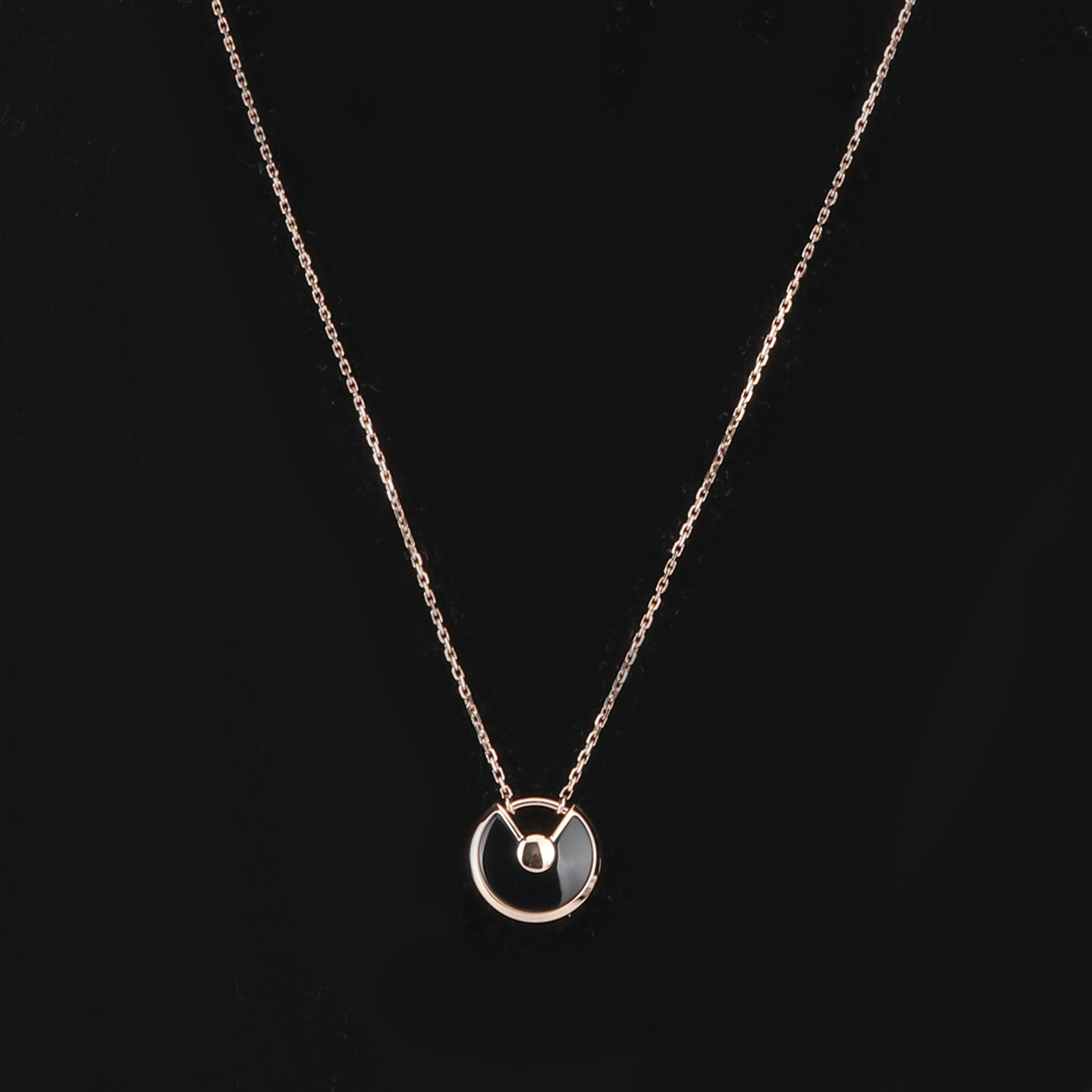 [9.8新]卡地亚amulette de系列玫瑰金缟玛瑙钻石项链b3047200