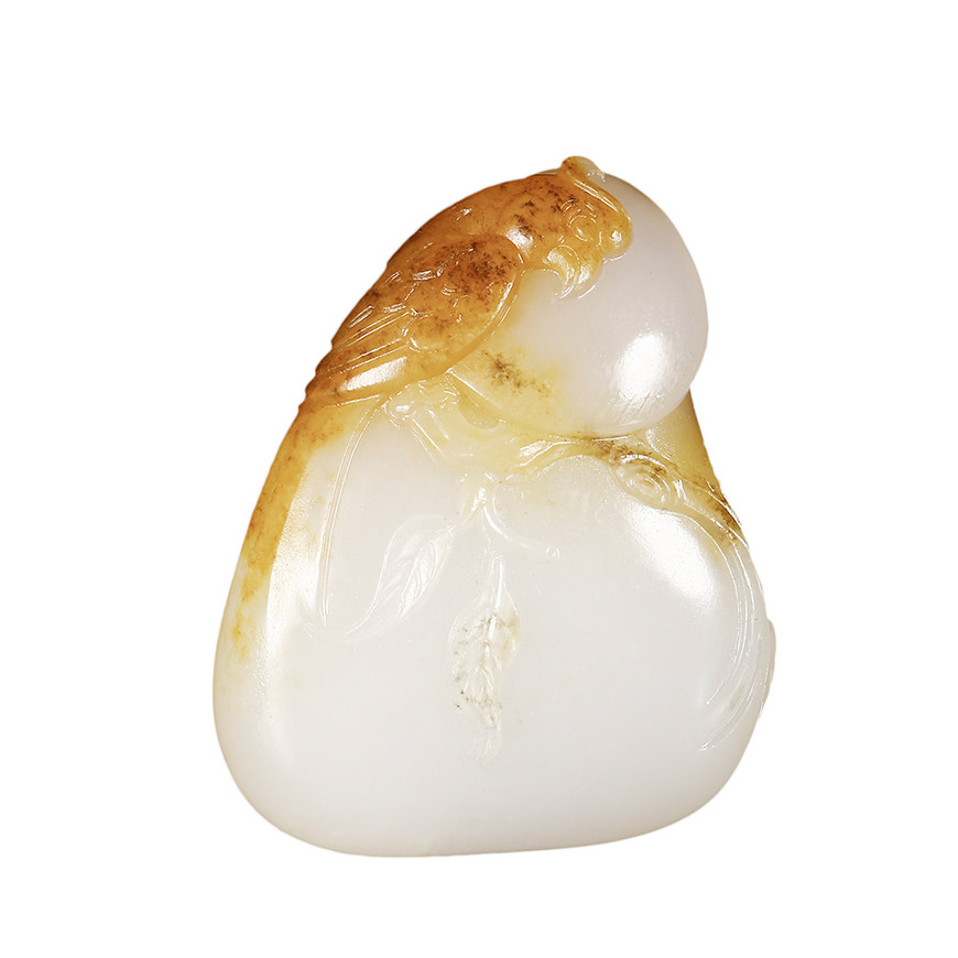 苏州玉雕馆新疆和田玉黄沁籽料英明神武苏工鹰挂件12克聚财吊坠s