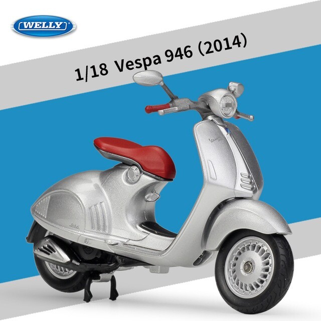 威利WELLY1：18VESPA946踏板摩托车合金仿真