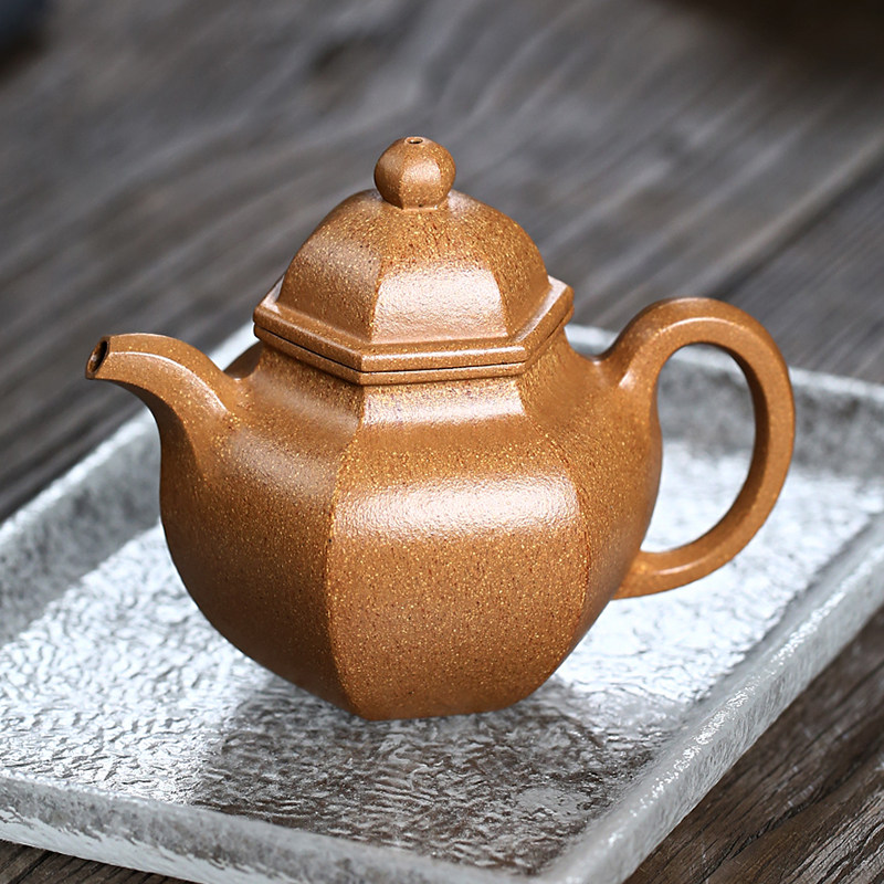 一元起拍 非遗传承人国工周老师六方掇球深井五彩段200cc紫砂壶g