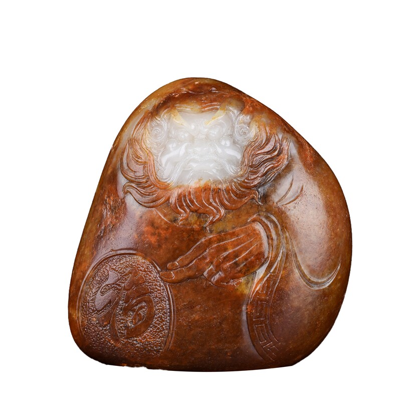 省级大师吴春强作品 【钟馗纳福】和田玉钟馗手把件262.08g