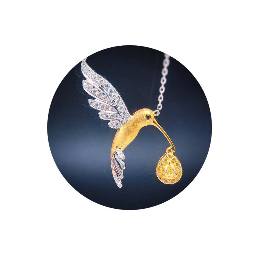 15克拉 18k金钻石小鸟吊坠 送女友贵金坊y