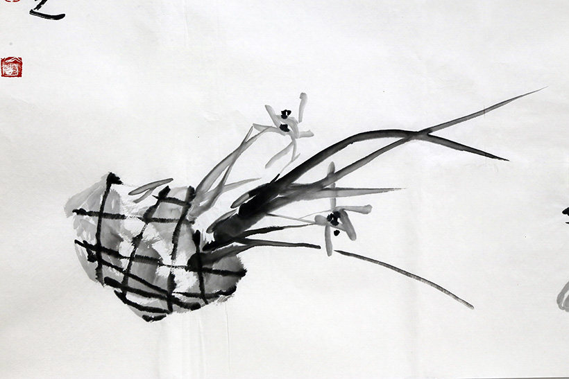 陈玉圃弟子 韦冰山《庭院》国画花鸟实力派画家墨华斋画院7493