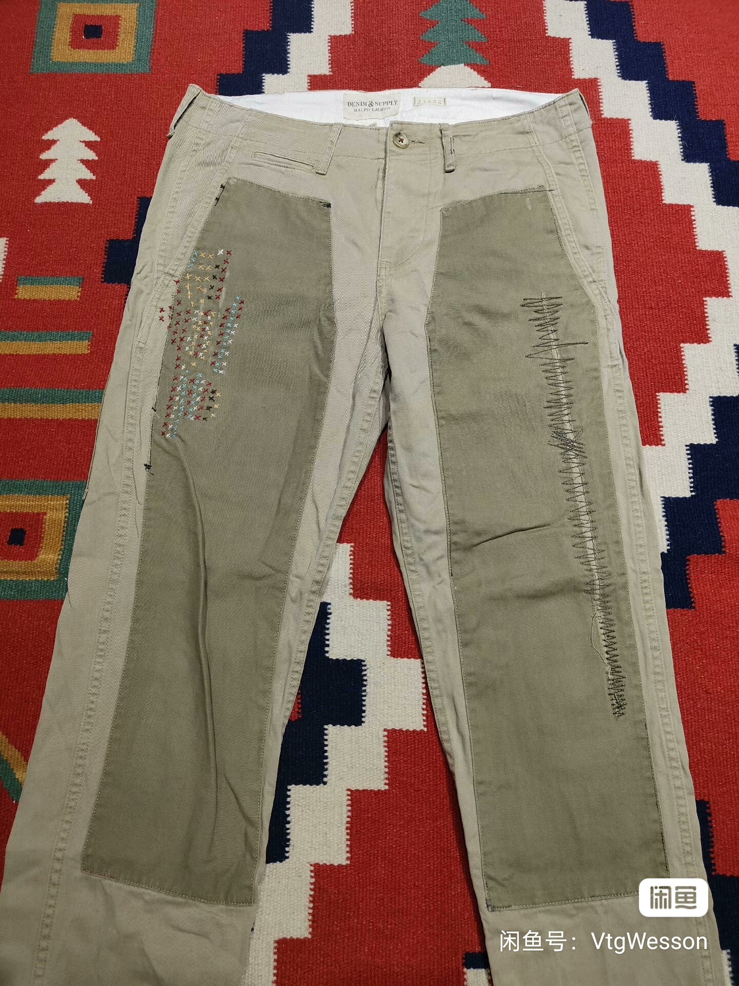 Ralph Lauren Khaki Knee Patch Chino Pants — front