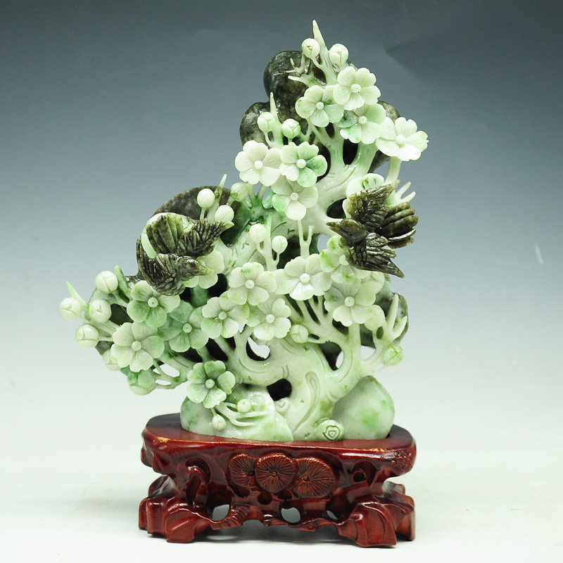 中国四大名玉 独山玉 【喜上眉梢】花鸟摆件 3235克