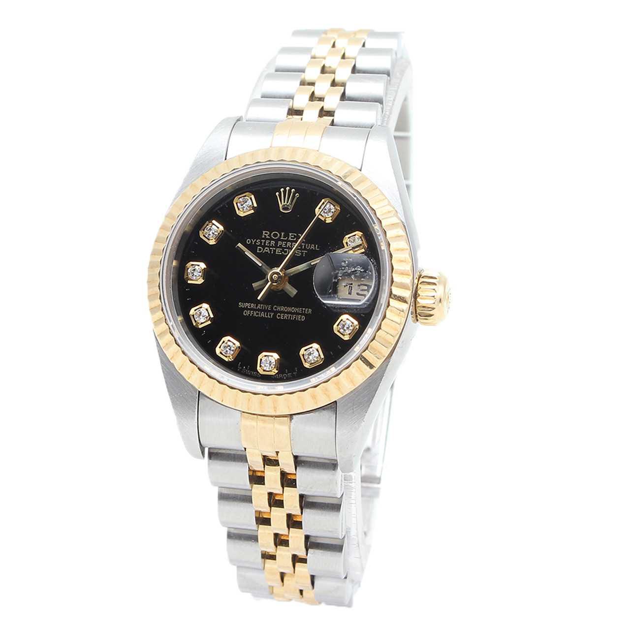 [9.0新]国检劳力士69173精钢间金后镶钻自动机械女表