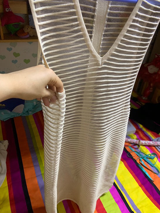 韩国正品高端米色气质镂空蕾丝针织不规则立体背心裙