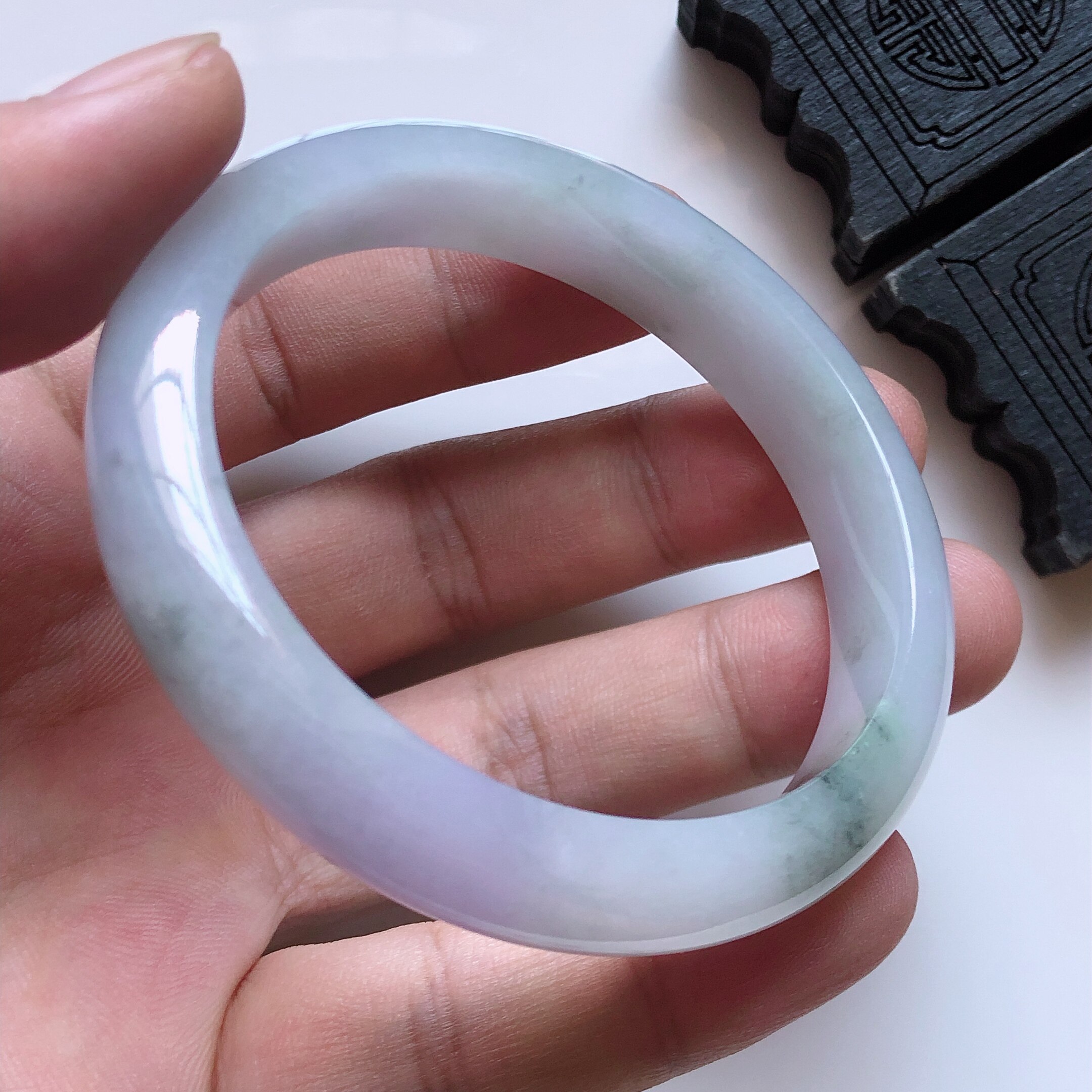 老坑天然翡翠淡春彩平安镯 内径56mm