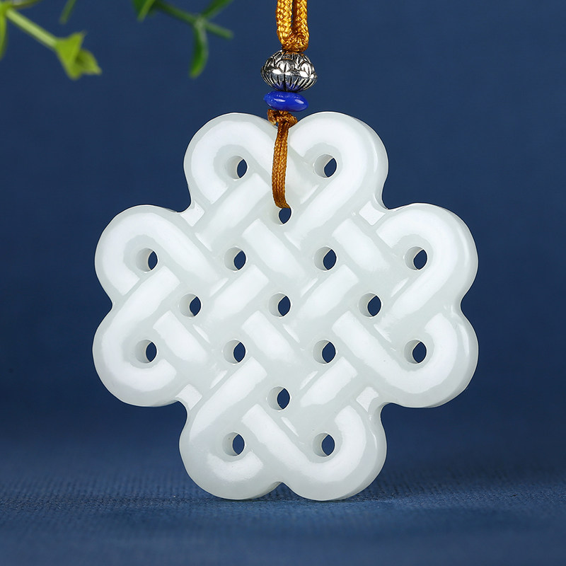 【玉乡精选】和田玉白玉【中国结】挂件吊坠47.70g