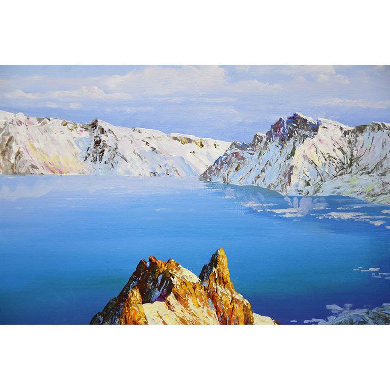 【视频看货】朝鲜油画 功勋艺术家 安明石《天池》-锦绣山