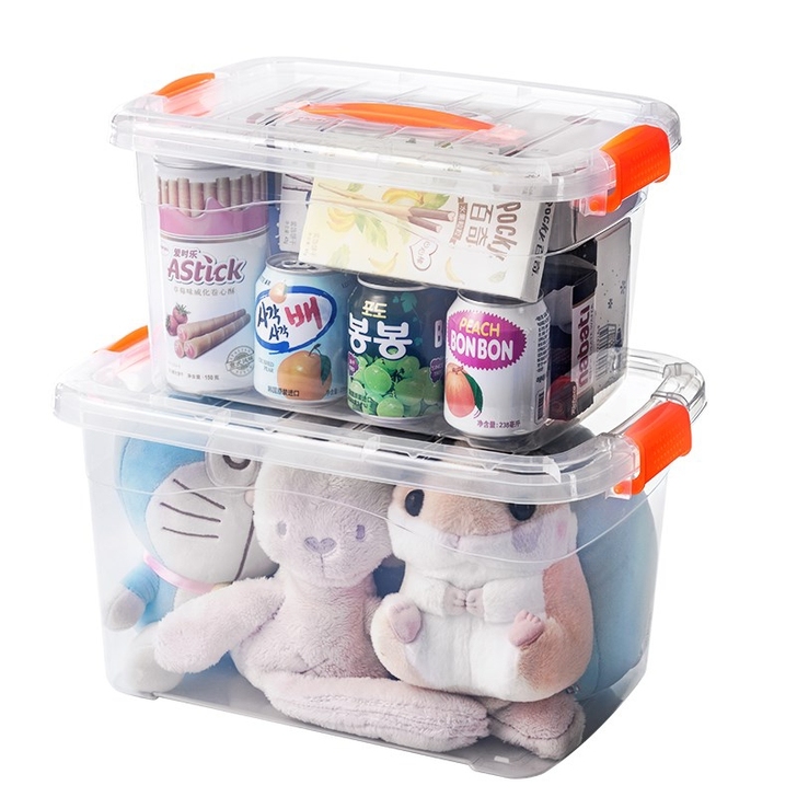 透明收纳箱塑料衣柜整理箱有盖收纳盒小特大号零食衣服玩具储物箱