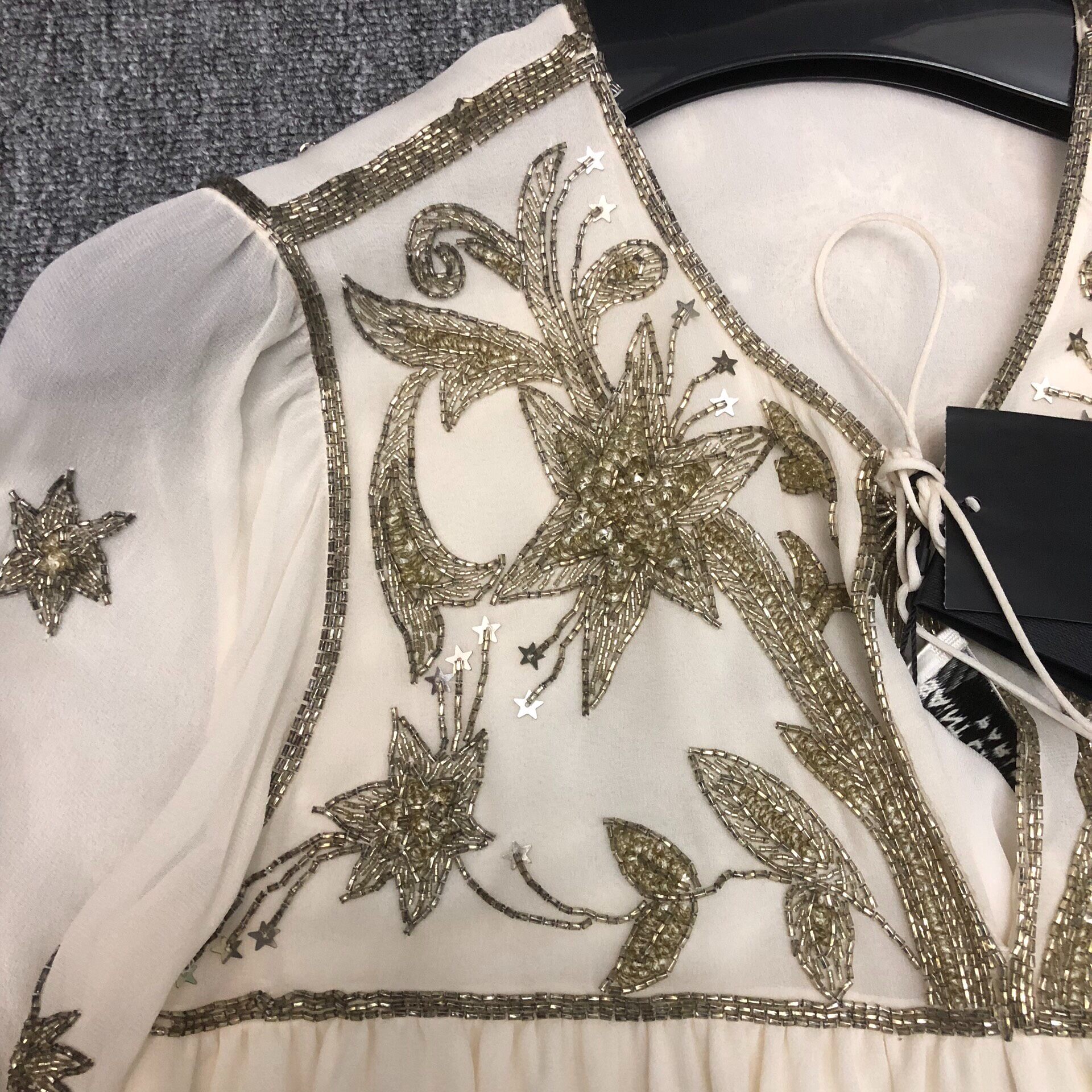 Saint Laurent 15SS White Embroidered Dress Coat — detail