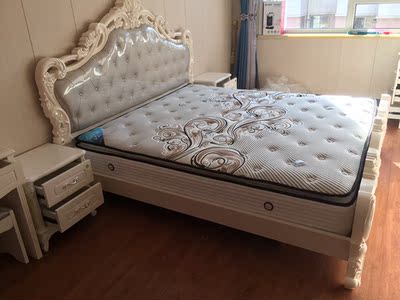 全友家居1.8米双人床主卧欧式婚床高箱储物床家具套装组合121513