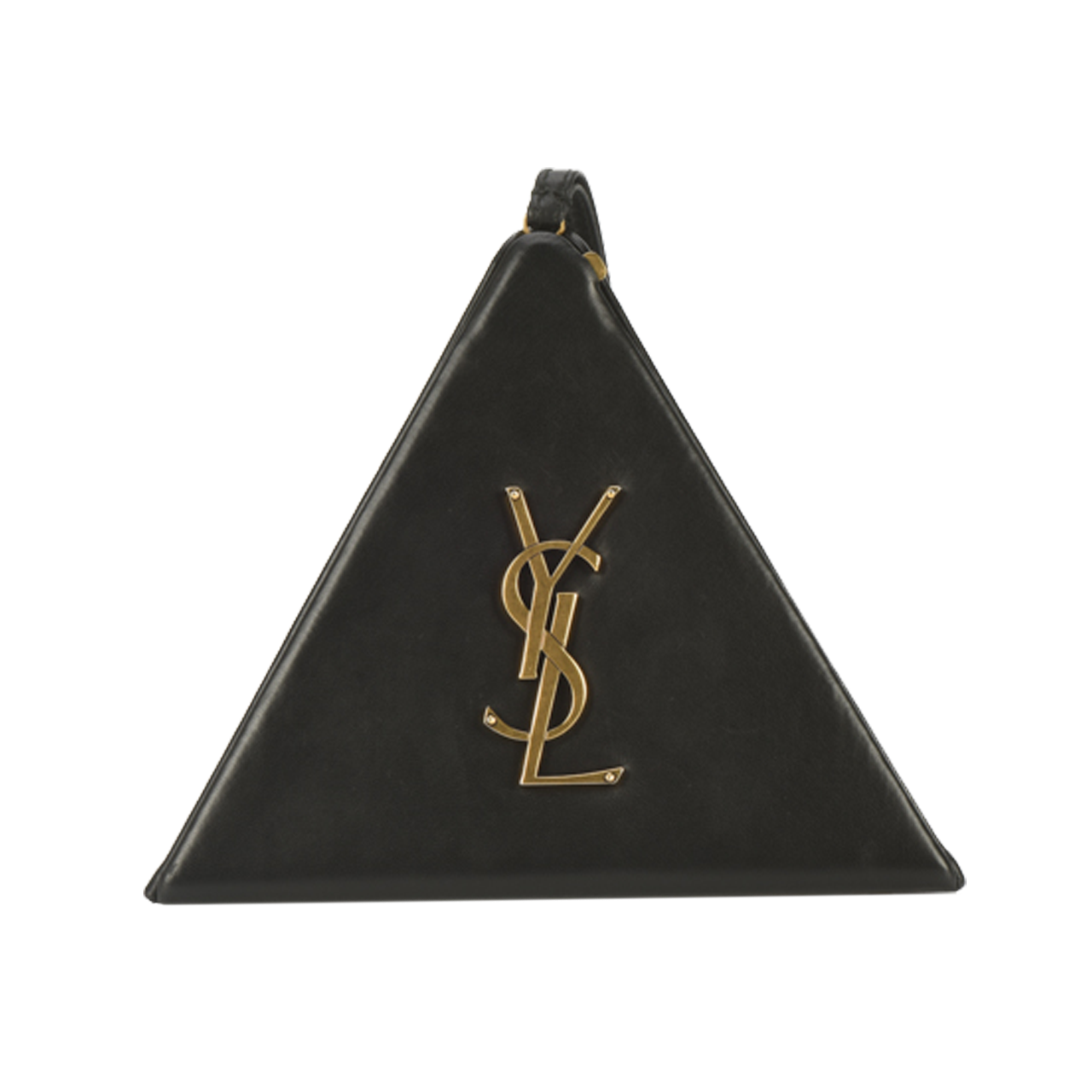 [9.0新]圣罗兰slp女士黑色羊皮金扣三角手包10016074