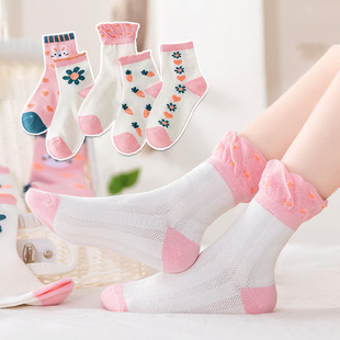 夏季薄款红色花边中筒袜女童船袜婴儿地板袜包邮宝宝儿童袜子
