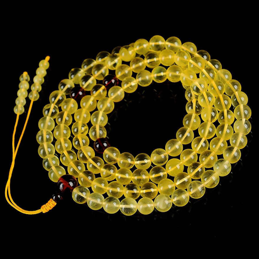 【强荧光】50.49克 9mm 油润精美金绞蜜108颗佛珠 项链 多圈手串