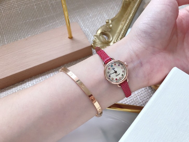 二手手表，Rosemont日本牌子手表带原装盒红色蜥蜴皮