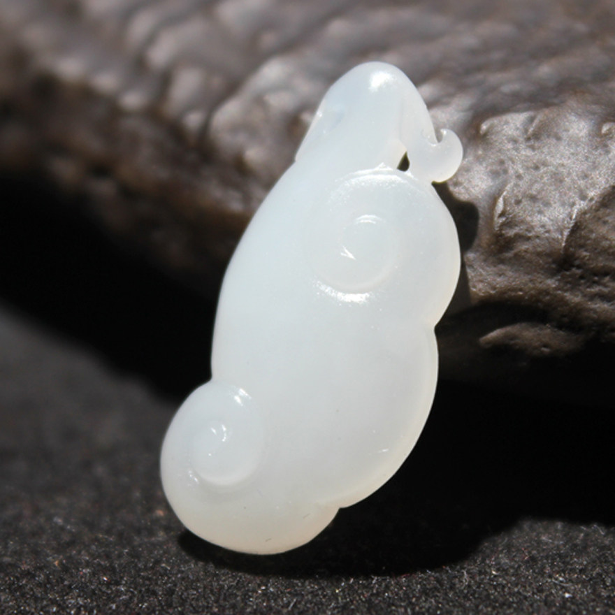 【苏州阿多玉雕】《如意》新疆和田籽料灵芝如意挂件吊坠立体苏工