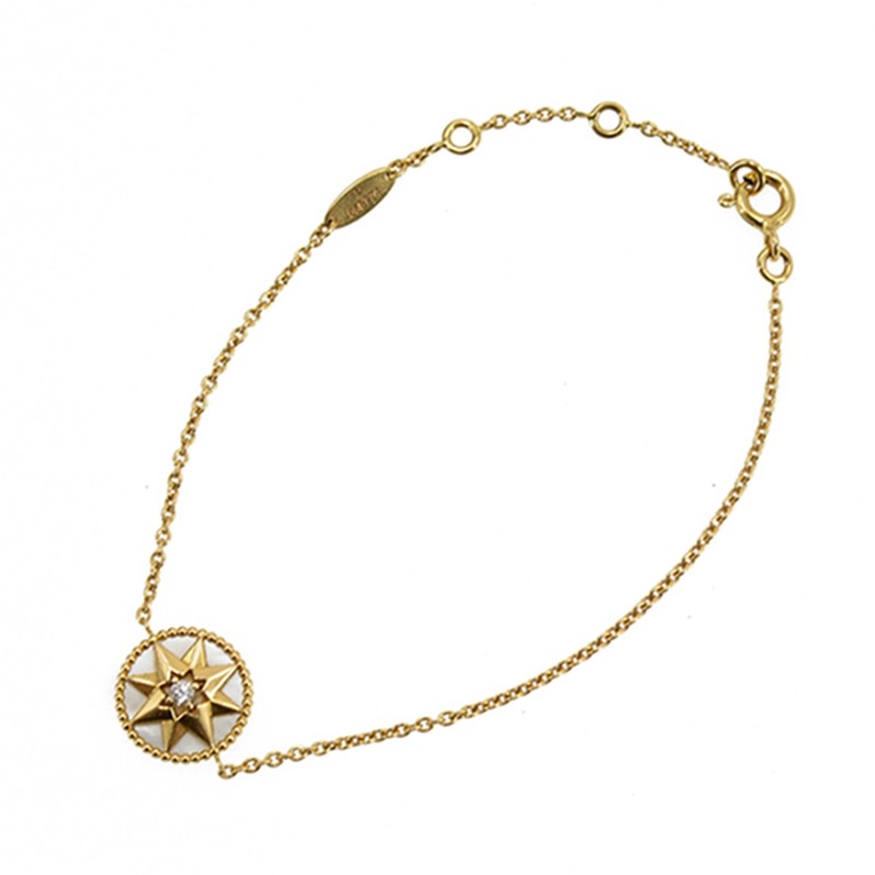 [9.8新]迪奥dior女士百搭八芒星罗盘系列18k黄金钻石手链