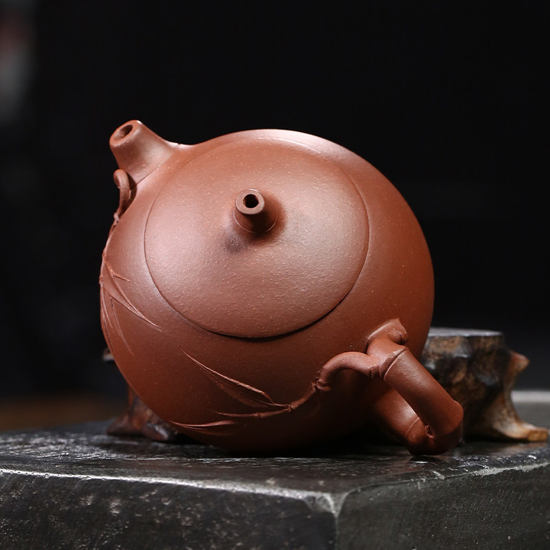 【茗隐茶器】国工储卫珍竹节西施原矿紫泥宜兴紫砂壶纯手工200cc