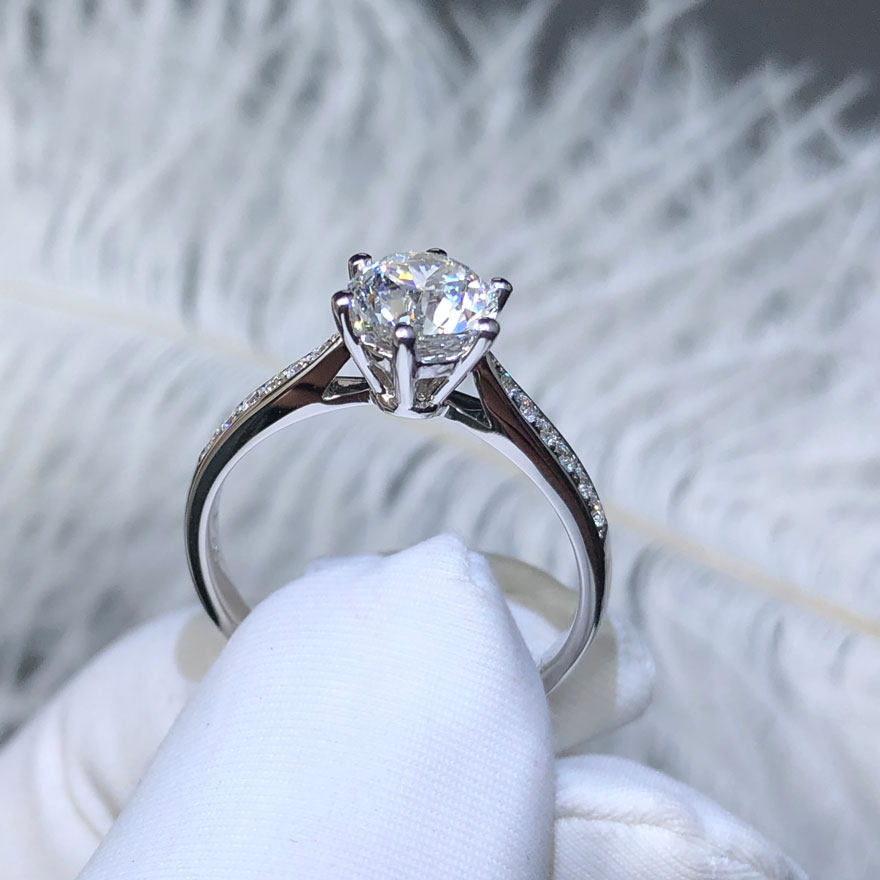 gic证书1.00克拉 f-g色 si净度 天然圆形钻石高性价比结婚钻戒