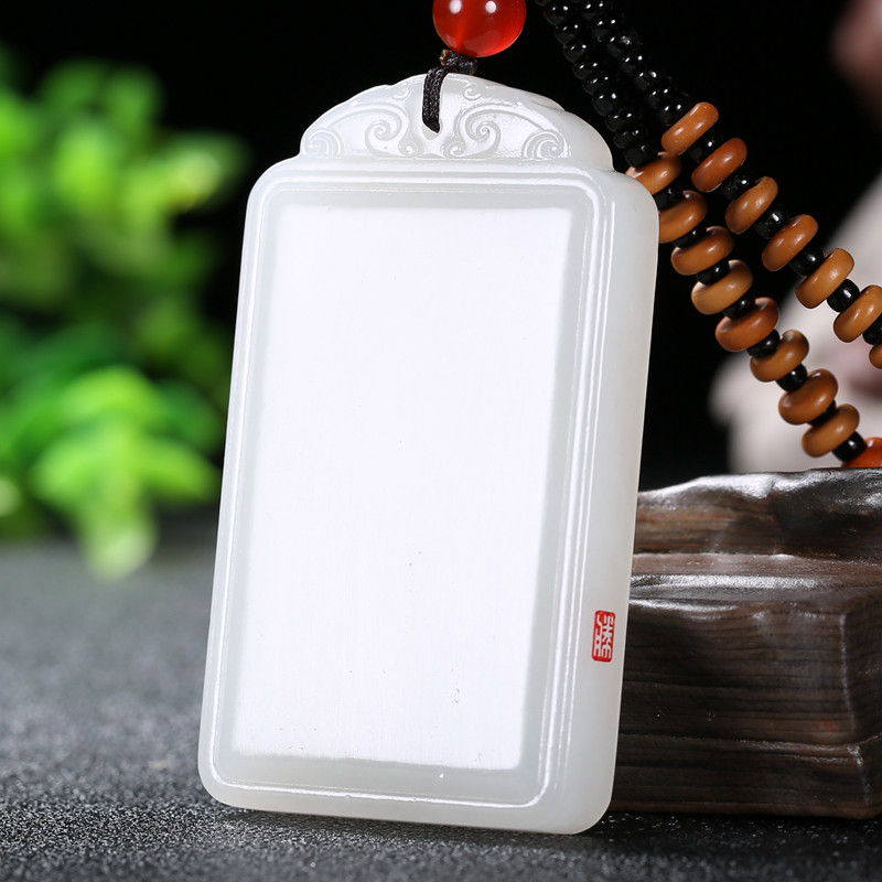 【一级白出油料羊脂玉】国玉雕大师张文胜工作室和田玉无事牌67克