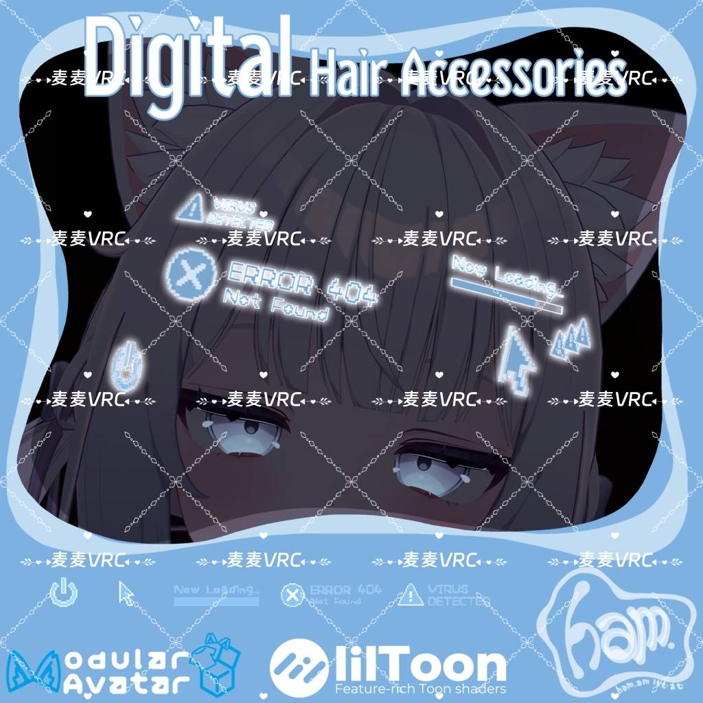 VRChat Accessories Digital Hair Accessories Hair Clip Cyberpunk Futuristic Style