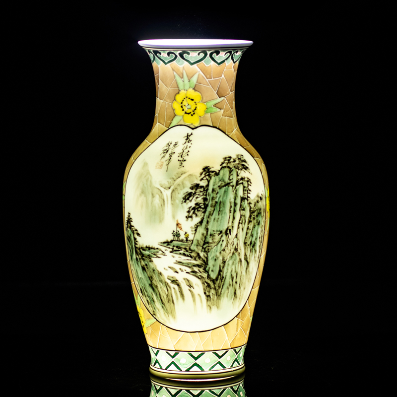 聚鑫堂瓷器 闪拍 系60-70年代旧藏绝迹洪江大球泥纯手绘花瓶摆件黄山