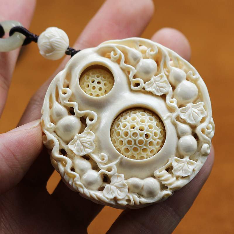 【多子多福】猛犸牙雕吊坠挂件 猛犸象牙冰料手工雕刻