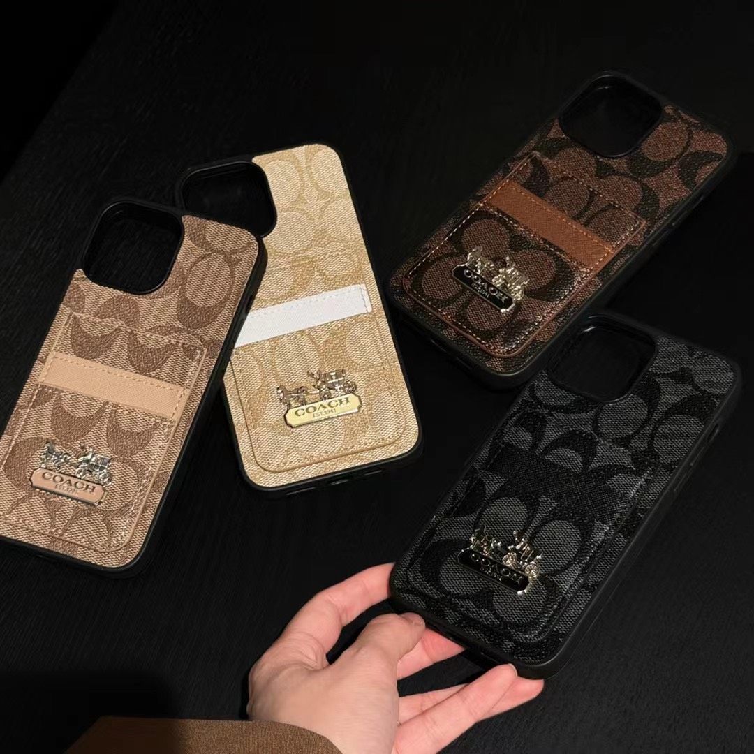 全新轻奢皮质双插卡手机壳适用于蔻驰卡包