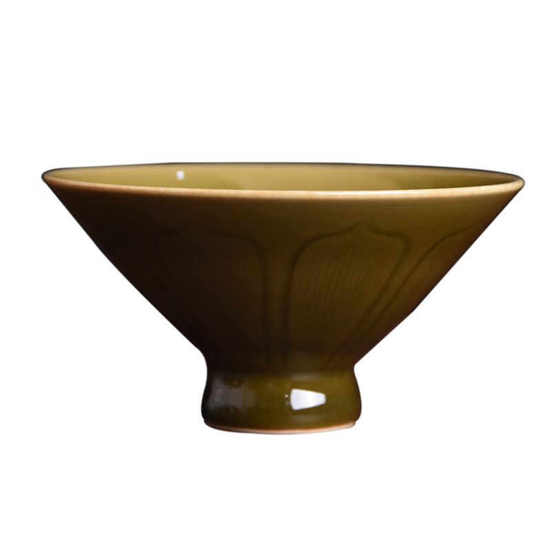 【柴烧龙窑】莲瓣斗笠盏 金品 古龙窑手艺人 全手工 主人杯