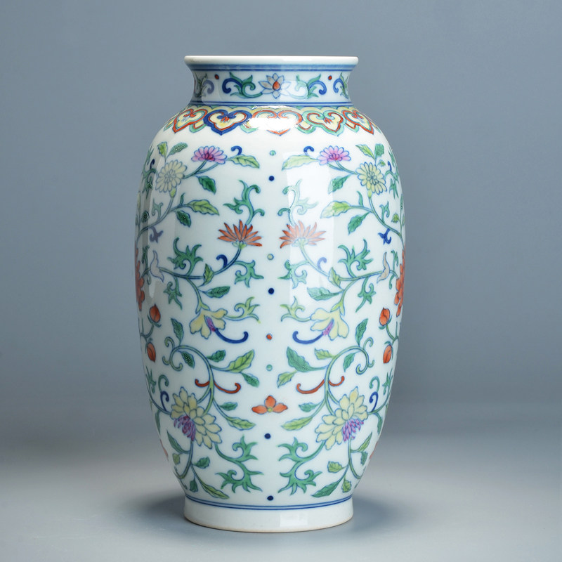 【格物】仿清雍正斗彩缠枝花卉纹冬瓜瓶 博物馆同款 送礼收藏