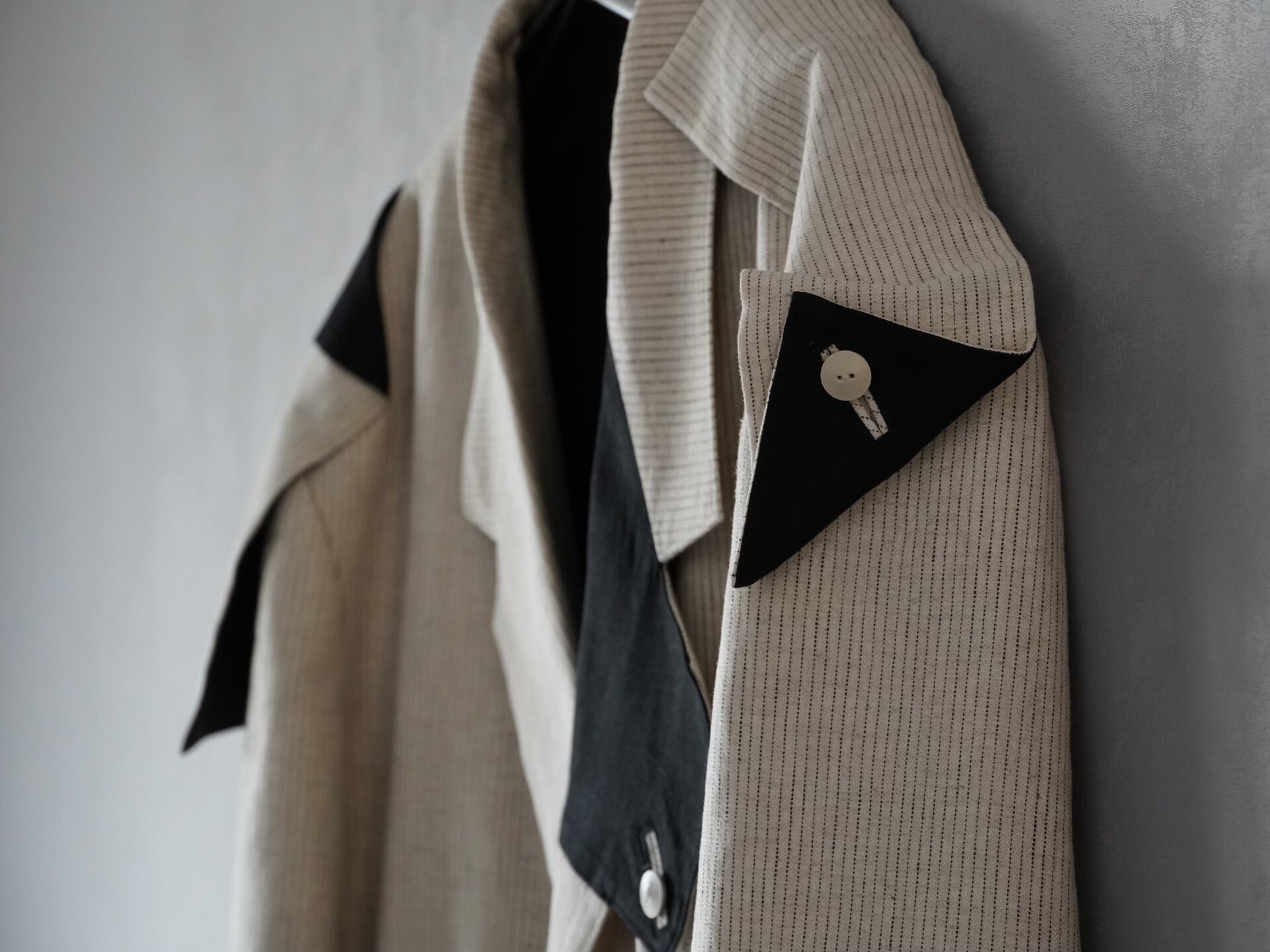 Yohji Yamamoto 22SS Beige Striped Jacket — label