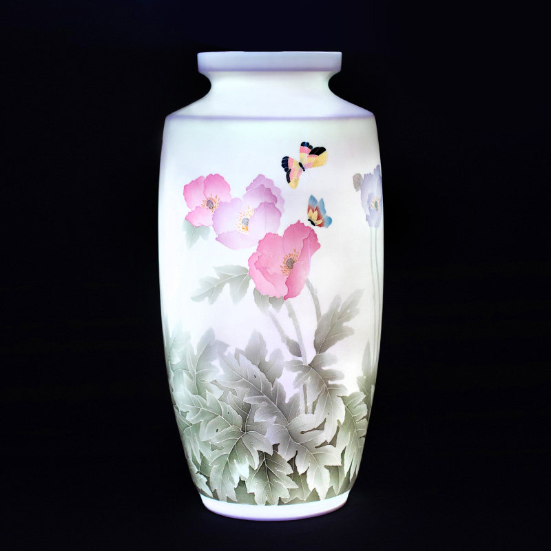 中国陶瓷艺术终身成就奖 湖南省工艺美术大师 袁述凡 蝶恋 瓶