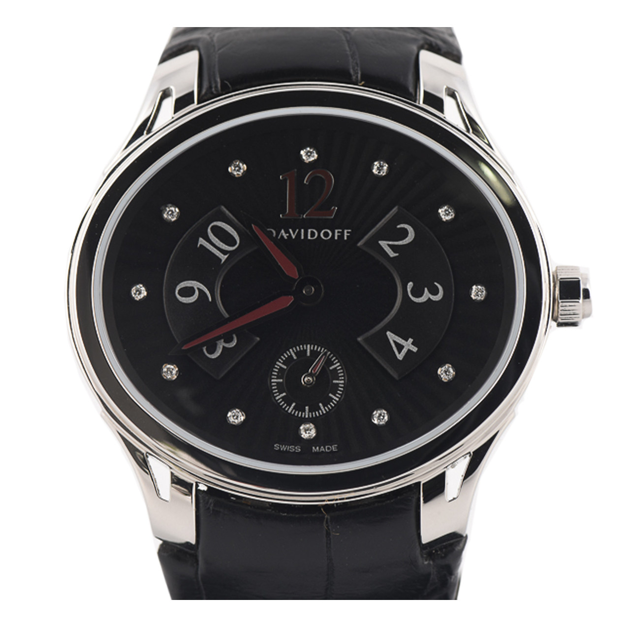 [9.8新]davidoff大卫杜夫女士钻刻精钢石英表10011129