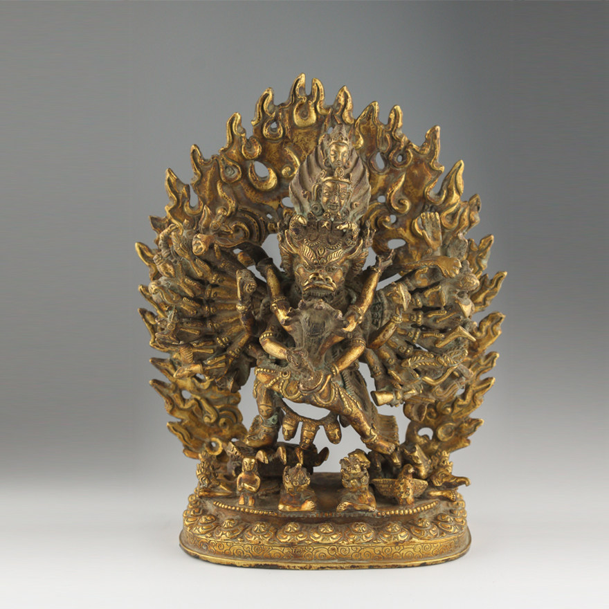 【鬼市】铜鎏金大威德金刚像