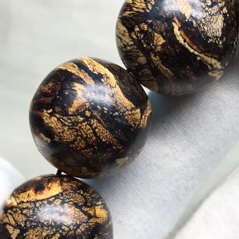 【沉香虎斑纹老料佛珠手串】实木文玩 把玩手链 木质念珠抢拍盘它