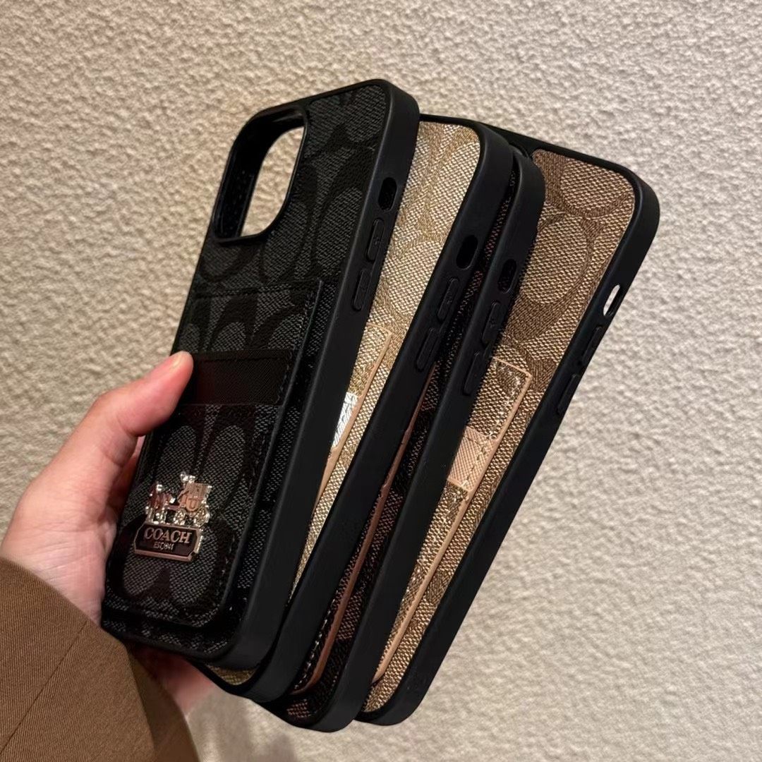 全新轻奢皮质双插卡手机壳适用于蔻驰卡包