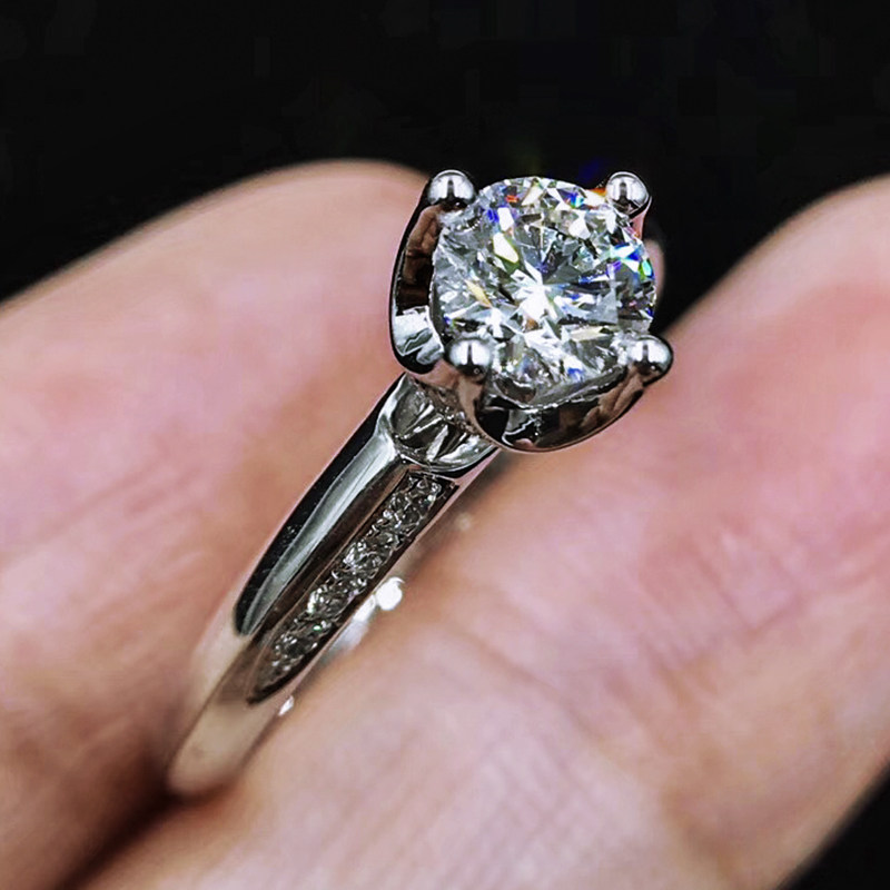 gia证书0.41ct f色 vs1净度 送18k金 四爪 钻石戒托
